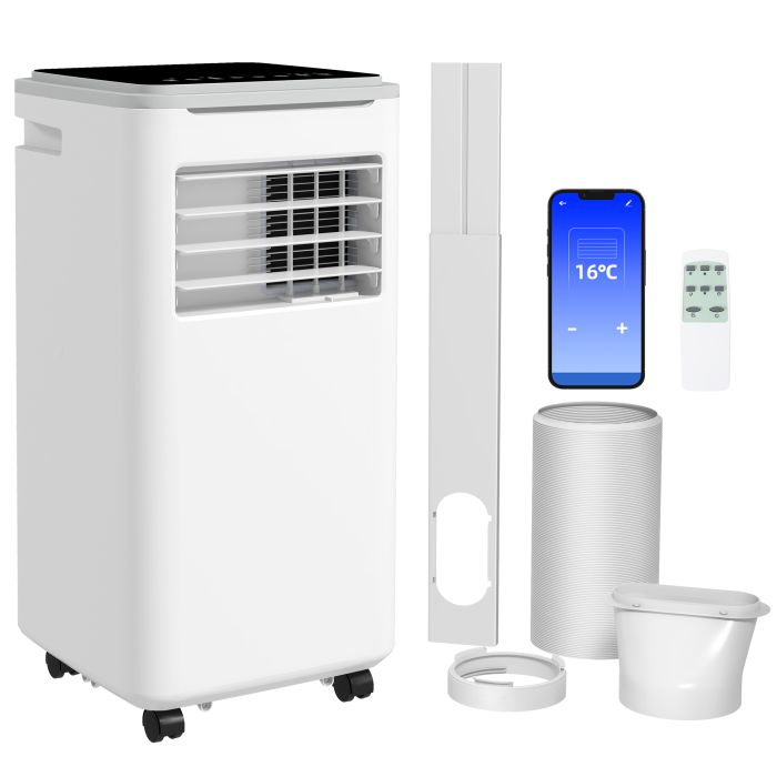 BTU Portable 9,000 Air Conditioner WiFi Compatible, Dehumidifier Cooling Fan with Remote, LED Display