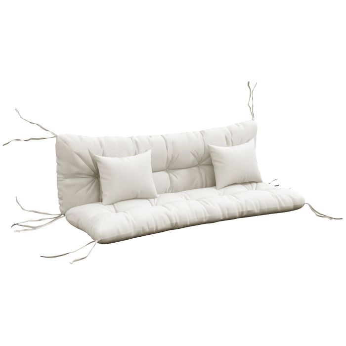 4-Piece Back and Seat Cushion Replacement with 2 Pillows, Patio Chair Cushions Set with Ties, White