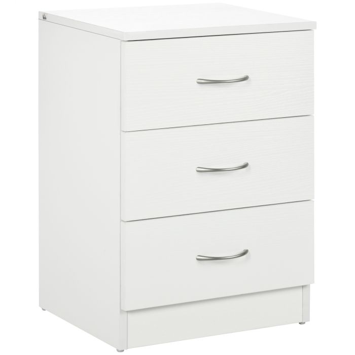 HERON Three-Drawer Simple Bedside Table - White