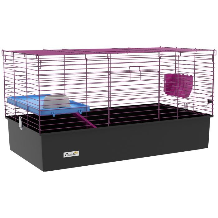 Shelley Chinchillas Small Rabbit Guinea Pig Cage with Platform Ramp - Black