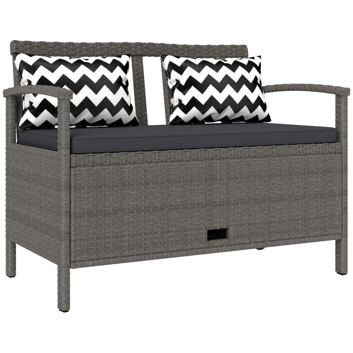SUNVISTA 160L Storage Two-Seater Rattan Bench - Grey