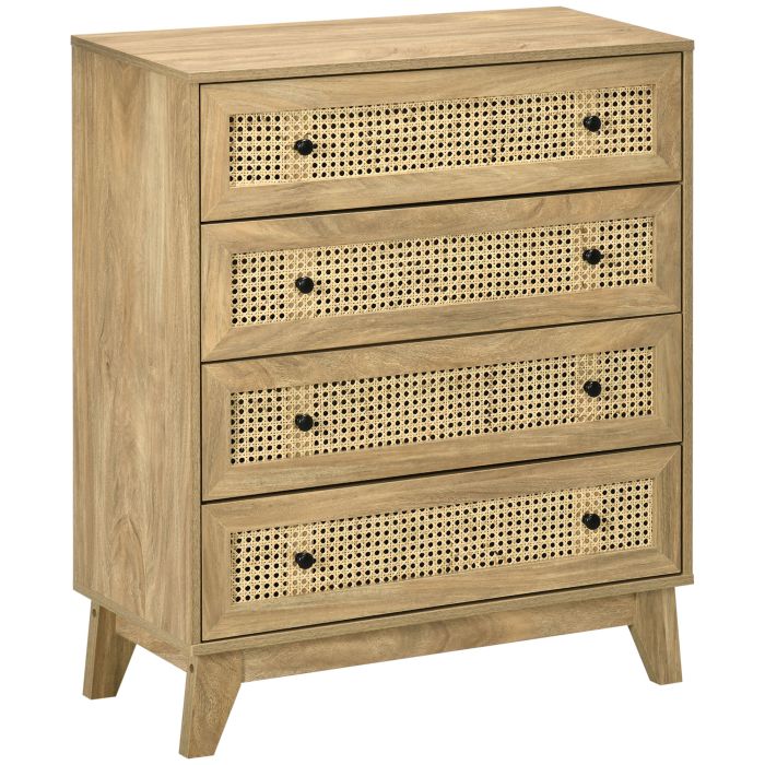 LAKEWOOD Natural Finish Rattan Chest of Drawers - Medium-sized, 4 Drawers