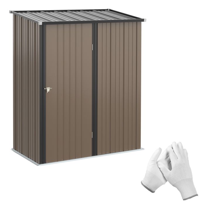 5.3ft x 3.1ft Outdoor Storage Shed, Garden Metal Storage Shed with Single Lockable Door, Tool Storage Shed for Backyard, Patio, Lawn, Brown