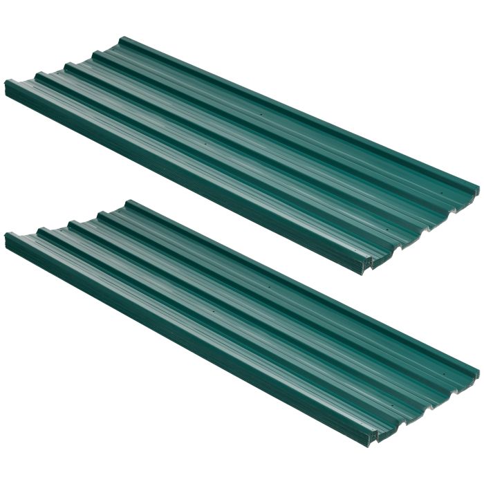 SUNVISTA Corrugated Roofing Sheets, Pack of 24, Galvanised Metal Roofing Sheets for Greenhouse, Garage, Storage Shed, Carport, 129 x 45cm, Green