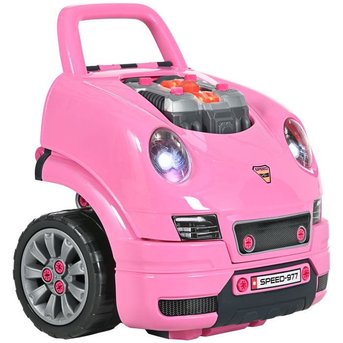Kids Truck Engine Toy Set with Horn, Light, Car Key - Pink