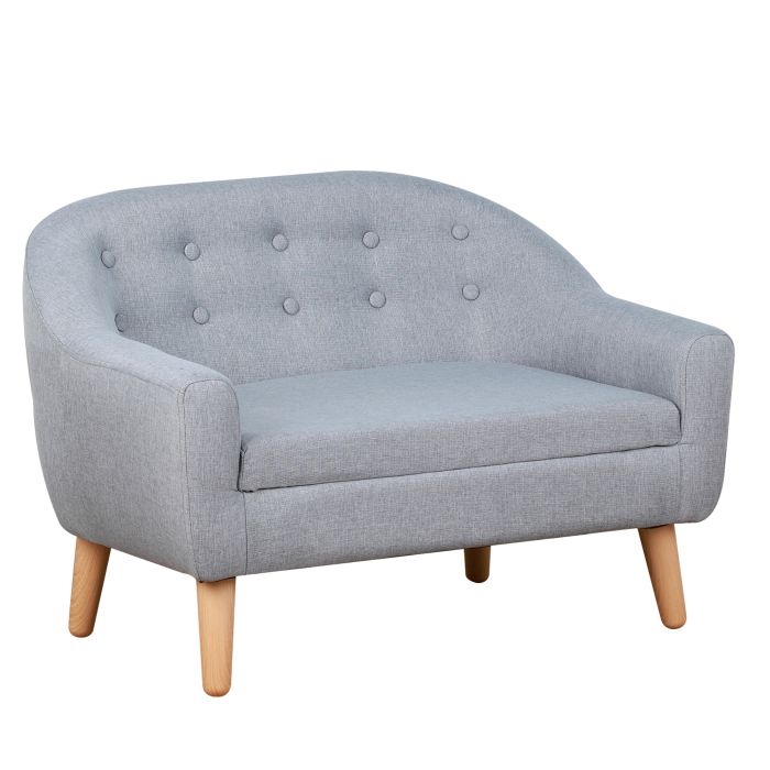 2 Seater Wood Frame Kids Mini Sofa Playroom Furniture - Grey