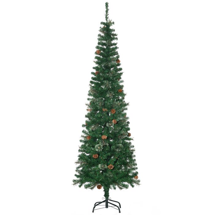 Debbie 6.5' Tall Slim Christmas Tree Artificial with Realistic Branches, 556 Tip Count and 27 Pine Cones - Green