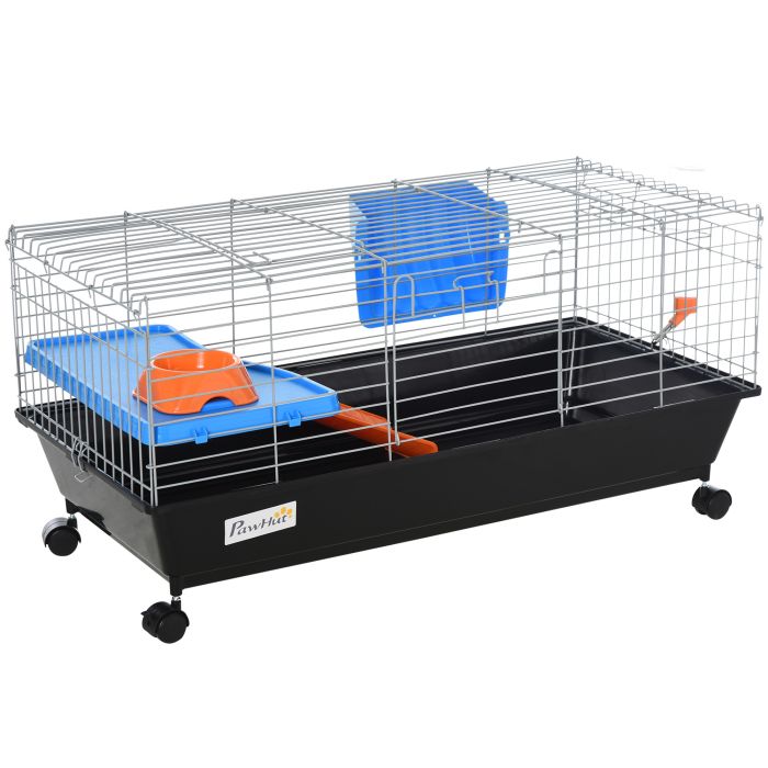 Steel Small 2-Tier Small Animal Cage w/ Accessories Blue/Orange
