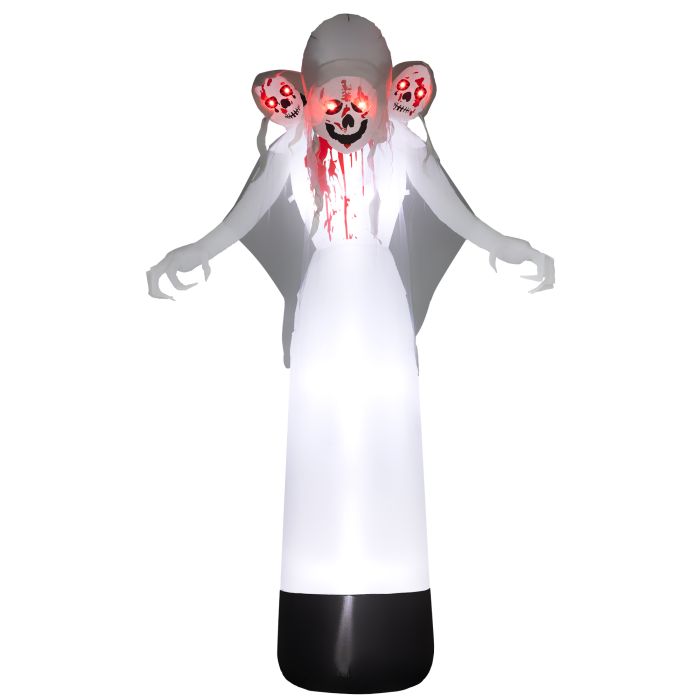 Jones Outdoor 8.9FT Tall Halloween Inflatable Witch with Three Heads - White