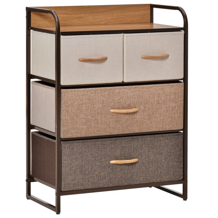 VELVEXA Multi Colour Chest of Drawers - Medium-sized, 4 Drawers, Fabric