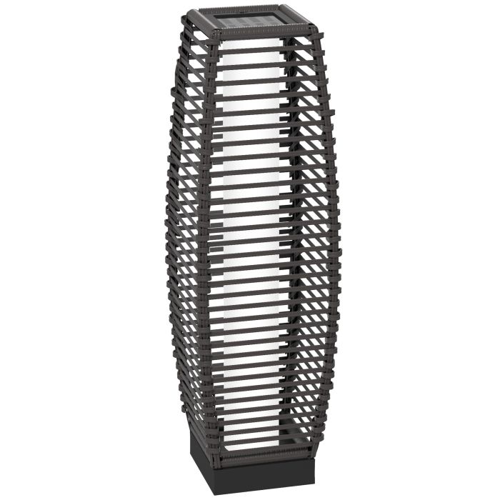 Solar Floor Lamp, Outdoor Garden Lantern Pathway Light & Decorative Lighting w/ Auto On/Off LED Lights for Porch, Yard, Grey