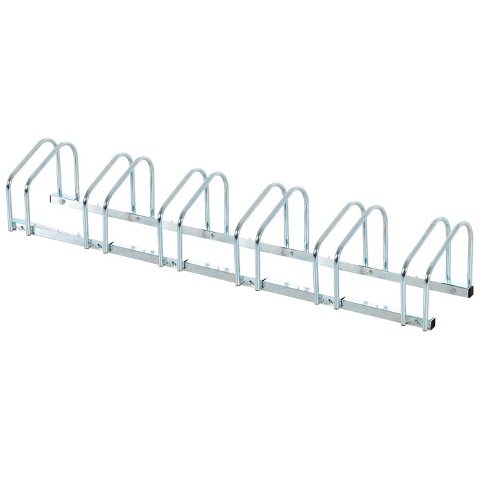 Bike Stand Parking Rack Floor or Wall Mount Bicycle Cycle Storage Locking Stand 179L x 33W x 27H (6 Racks, Silver)