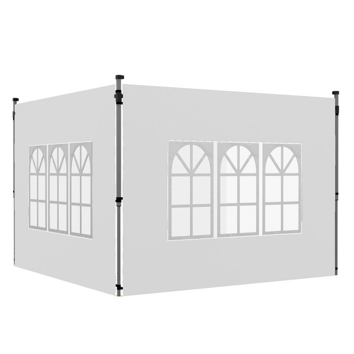 Gazebo Side Panels, Sides Replacement with Window for 3x3(m) or 3x4m Pop Up Gazebo, 2 Pack, White