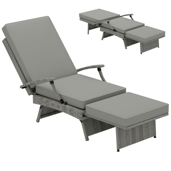 SUNVISTA 80degree Reclining Rattan Lounger - Grey