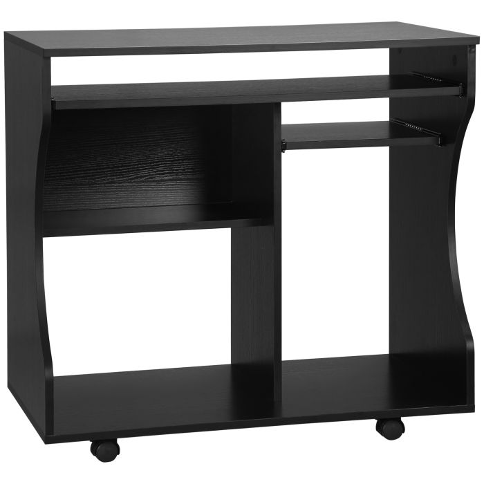 HERON Multi-Storage Compact Work Desk, with Wheels - Black