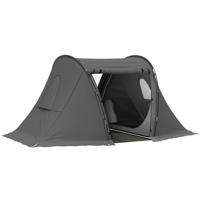 SUNVISTA 3 Man Camping Tent with Living Room, 2 Bedrooms, Waterproof 3000mm, Groundsheet - Dark Grey