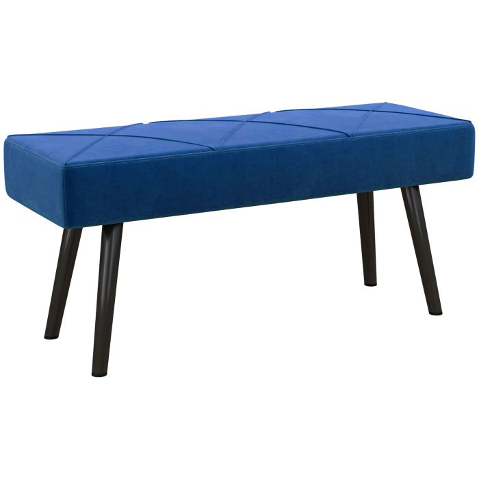 End of Bed Bench X-Shape Design Steel Legs Upholstered Blue