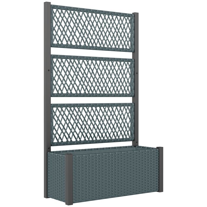 SUNVISTA Garden Planter Box with Trellis, Liner for Climbing Plants, Vegetables, Flowers, 90 x 35 x 148 cm, Charcoal Grey