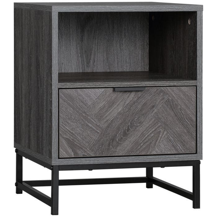 Bedside Table - ISLIN Nightstand Dark Grey 40cm