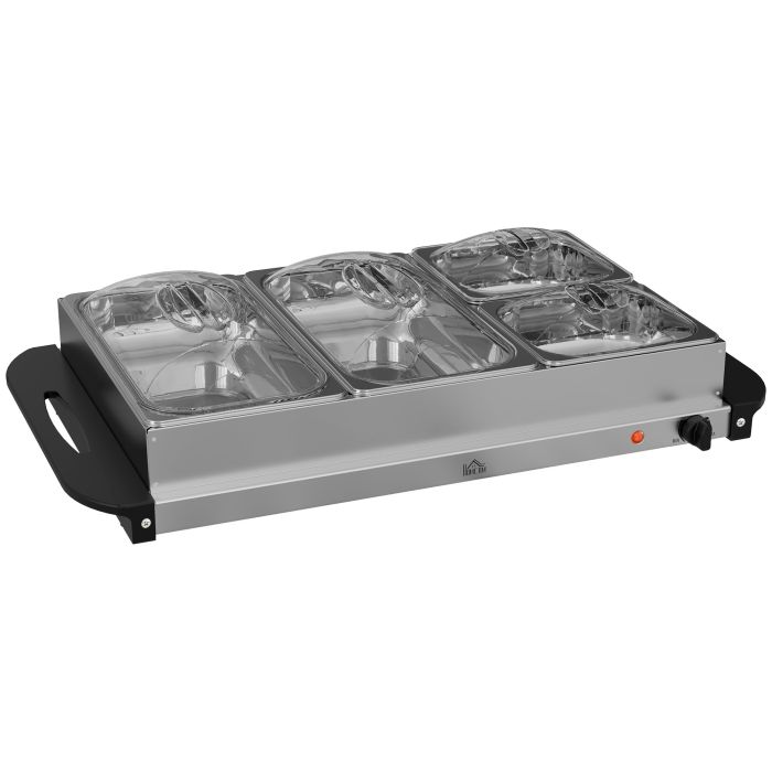 Electric Buffet Server with Plate Warmer and Adjustable Temperature