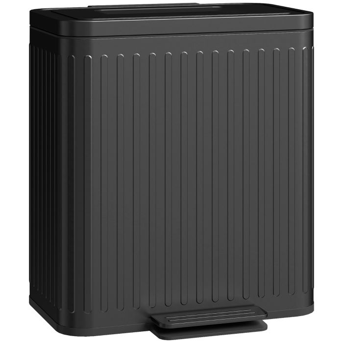 Scott Dual Kitchen Bin 2 x 20L Double Bin with Fingerprint-proof Pedal Bin with Soft-Close Lid- Black