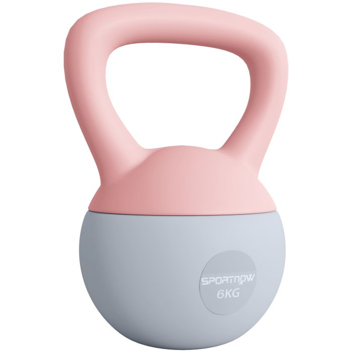 SPORTEDGE 6KG Soft Kettlebell with Non Slip Handle for Home Gym - Pink Grey