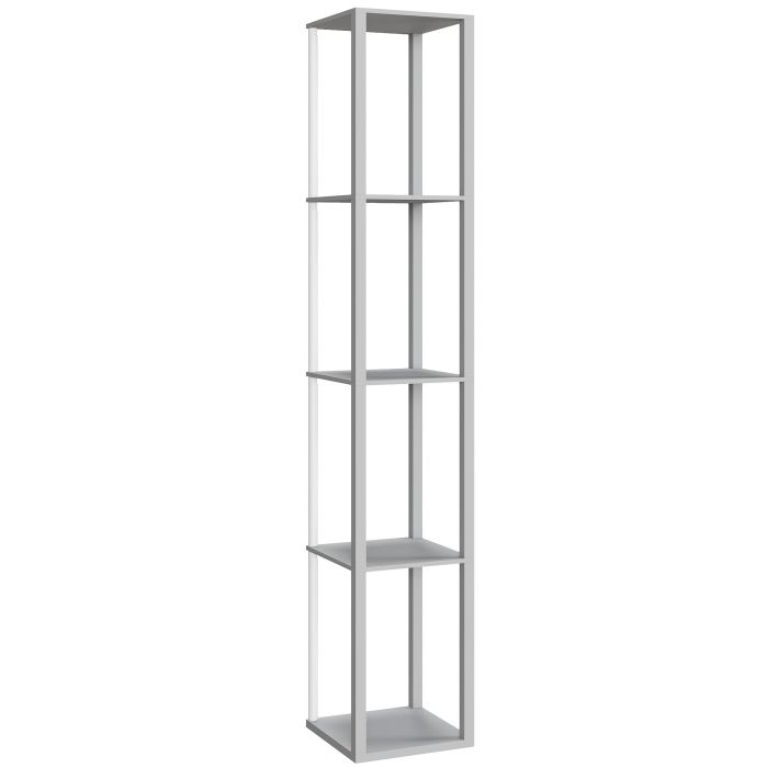 HERON RGB LED Floor Lamp with Shelves Dimmable Standing Lamp Remote Control - Grey