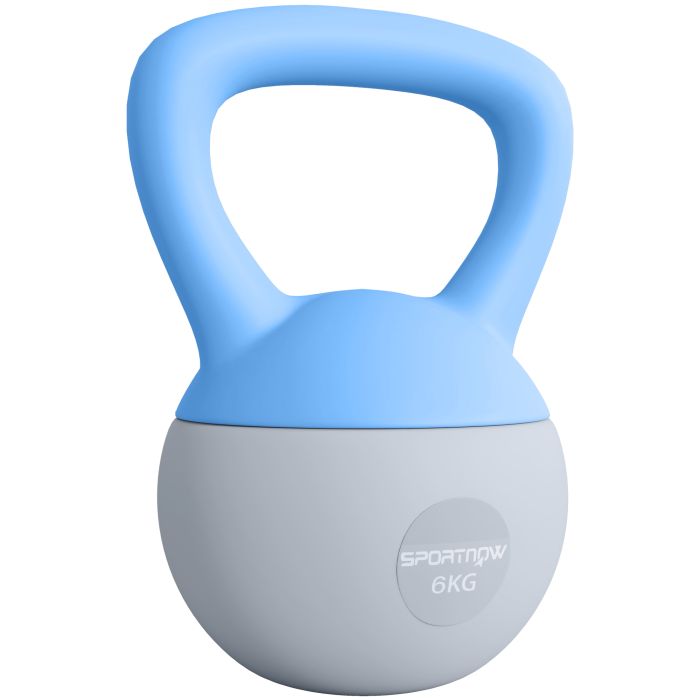 SPORTEDGE 6KG Soft Kettlebell with Non Slip Handle for Home Gym - Light Blue Grey