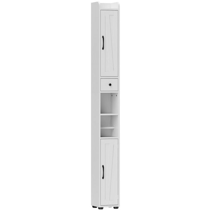 ENDMERE Tall Bathroom Cabinet with Barn Doors and Drawer - White