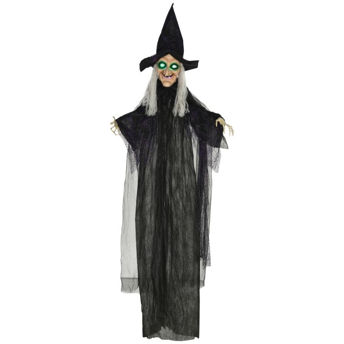 Halloween Witch Decoration Polyester Hanging Animated Prop - Black