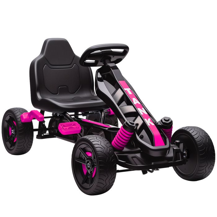 AIVAGO Pedal Go Kart for Kids Ages 3-6 Automatic Clutch Brake EVA Wheels - Pink