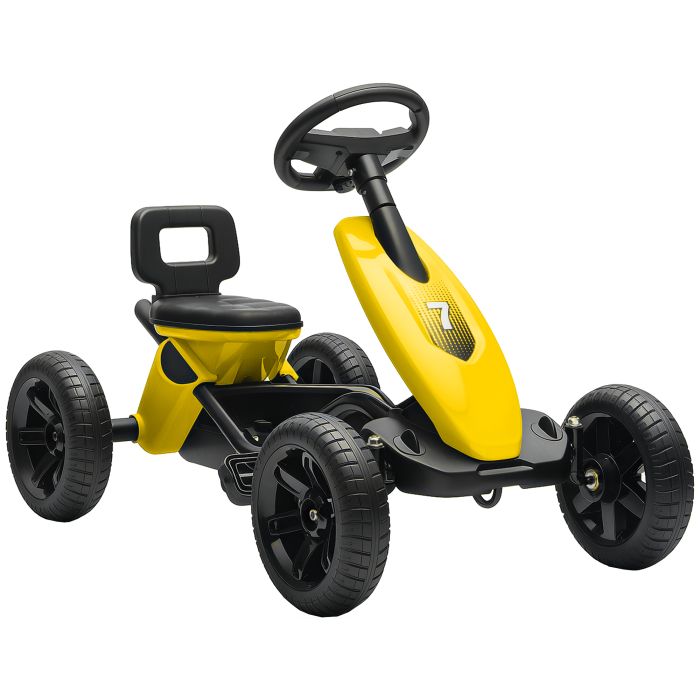 AIVAGO Pedal Go Kart for Kids 2-5 Years Silent EVA Wheels Metal Frame - Yellow