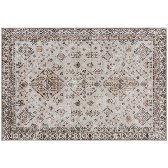 HERON Vintage Area Rug, Non-Slip Washable Flannel Carpet 170 x 120 cm - Beige