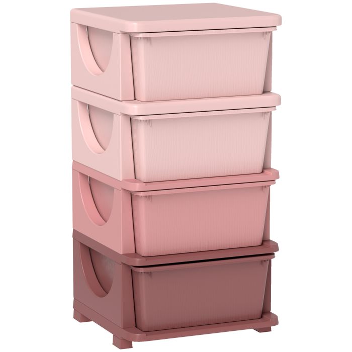 ALBERN Four Tier Kids Storage Boxes with 4 Drawers - Pink