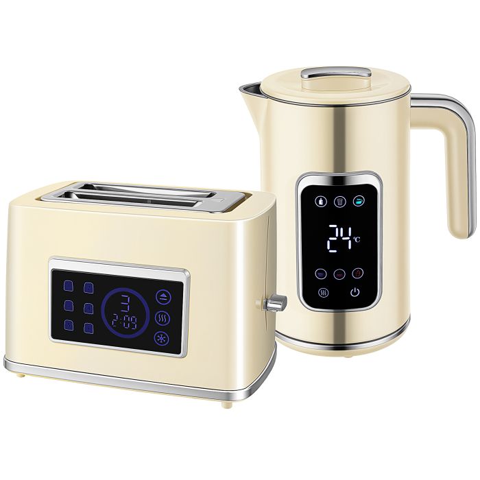DENRIC Kettle and Toaster Set Touch Screen Modern Style - Cream
