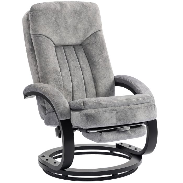 CORVALEN Velvet Swivel Recliner Armchair with Footrest - Grey