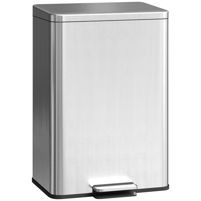 VEXMEREE 20L Rubbish Bin with Soft Close Lid, Stay Open Function, Pedal Bin and Removable Inner Bucket -Silver