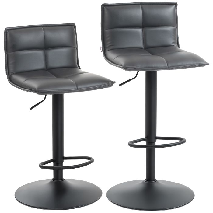 COLLING Modern Faux Leather Bar Stools Set of 2 - Dark Grey