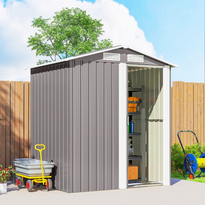 JADSYL Metal Metal Garden Shed - Grey
