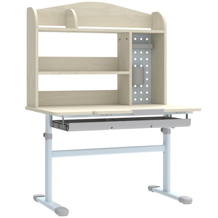 Height Adjustable Kids Desk with Tilt Top and Storage - Natural
