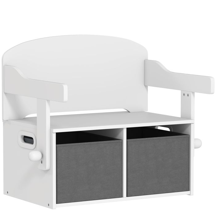 3 in 1 Kids Storage Bench Table and Chair Set - White