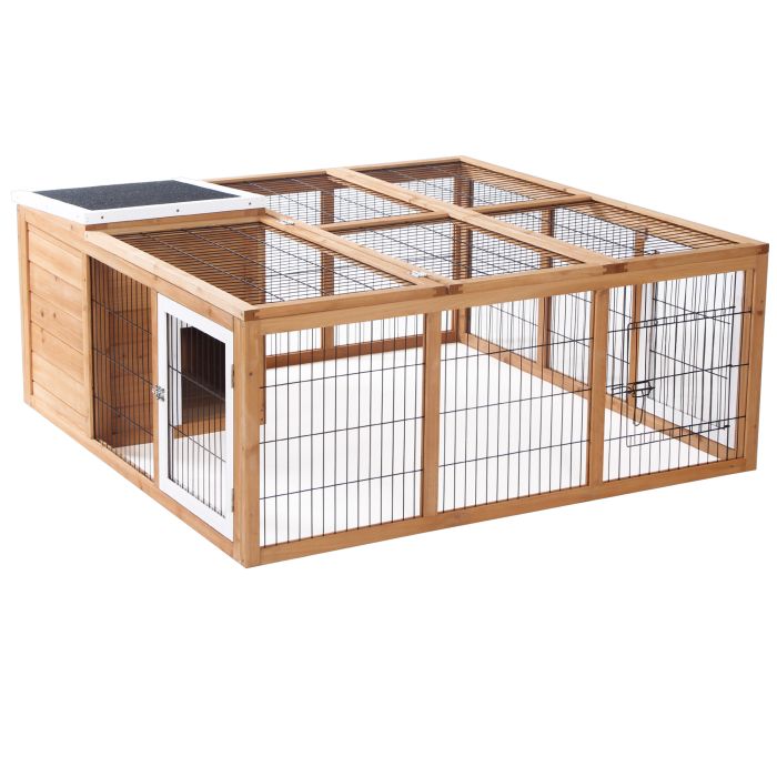 IVERTON Outdoor Rabbit Hutch and Guinea Pig Run Cage - Yellow