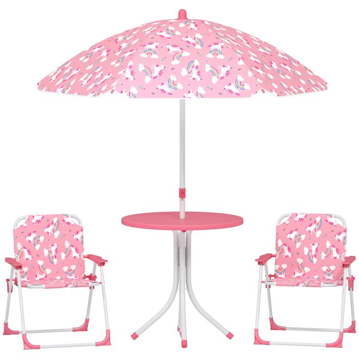 AURIVO Polyester Kids Patio Table and Chair Set - Pink