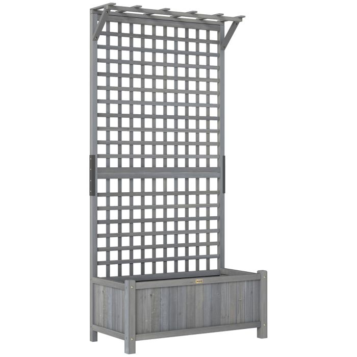 CARARI Wooden Raised Planter with Trellis - Dark Grey