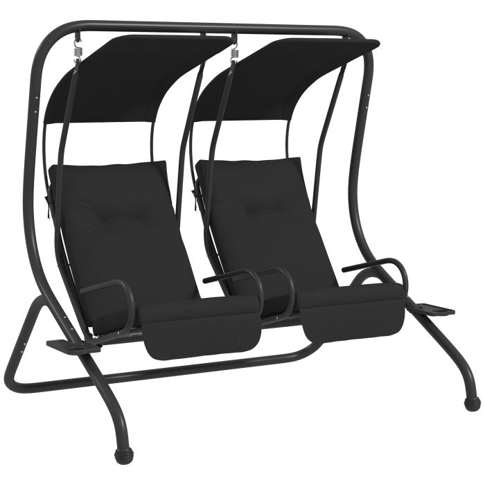 VALIA Metal 2 Seater Garden Swing Chair - Black
