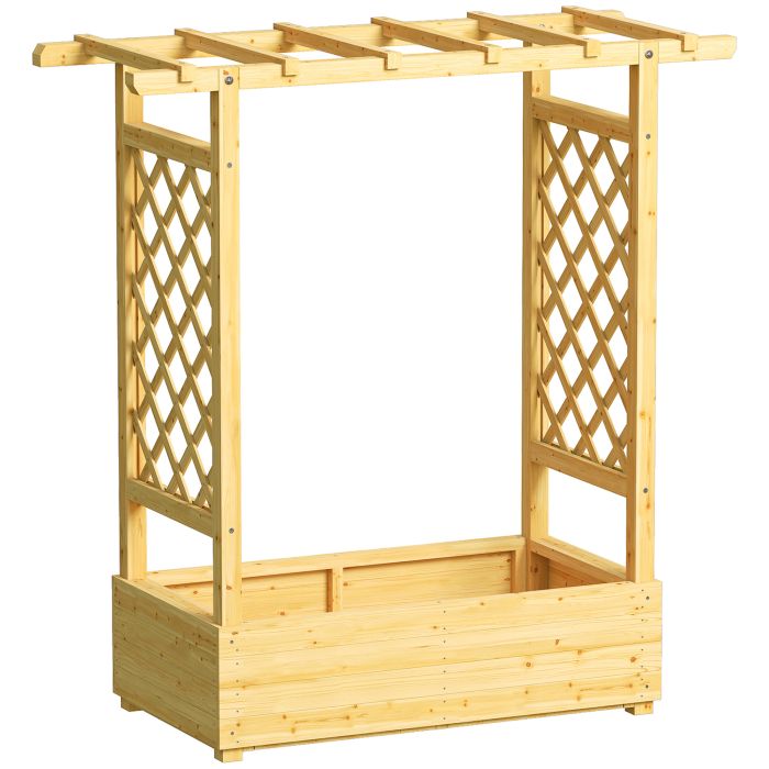 RIVON Wooden Wooden Planter with Trellis - Natural