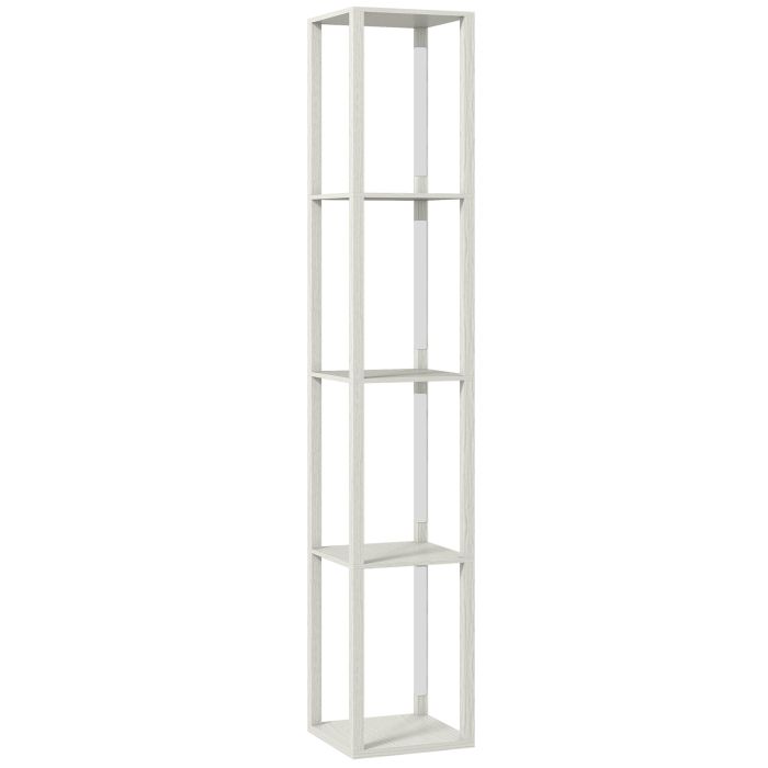 SOLVIA Wooden Floor Lamp with Shelves - Oak