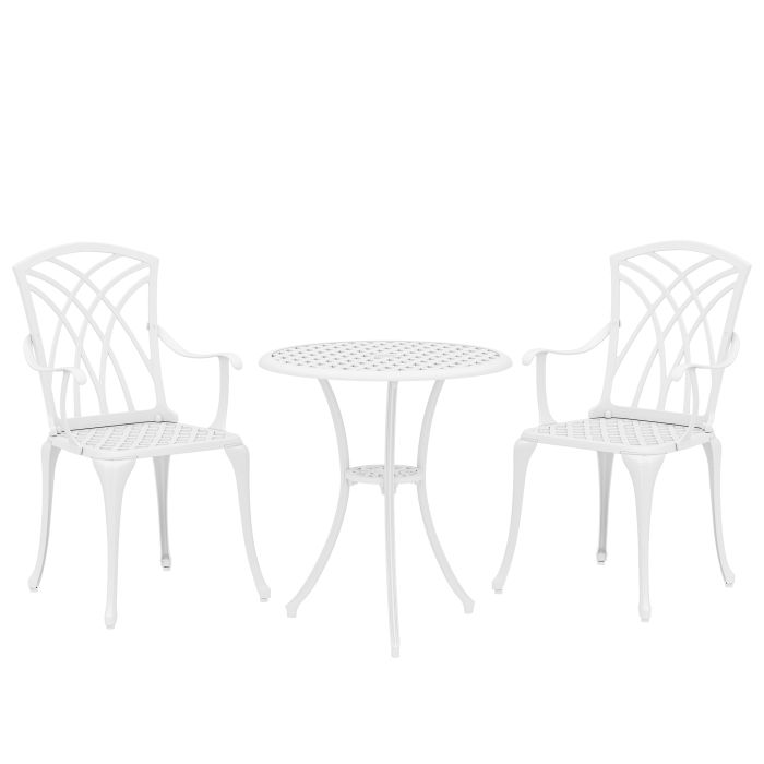 Luxwood White Aluminium Table and Chair Set - 61cm
