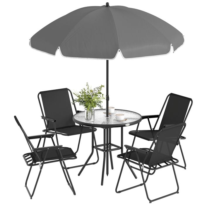 Luxcarr Black Tempered Glass Table and Chairs Set - 80cm