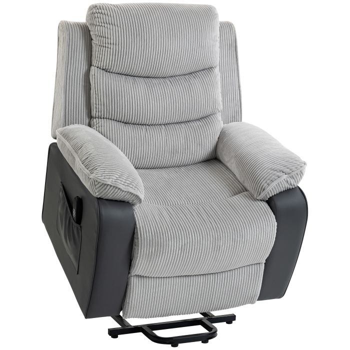 Pridene Steel Electric Lift Recliner Armchair - Light Grey